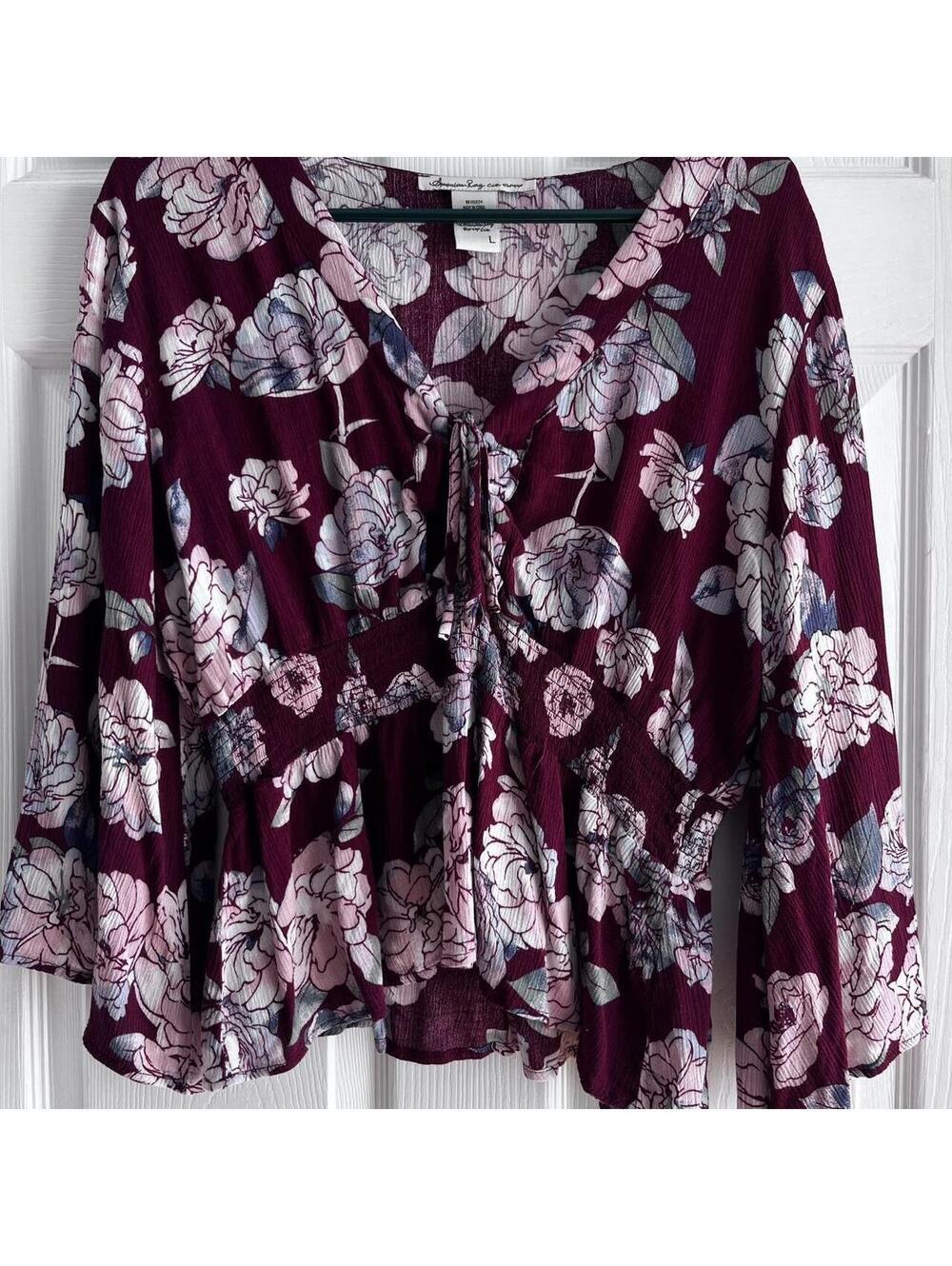 American Rag Cie Women's Purple and Burgundy Blous - Picture 3 of 8